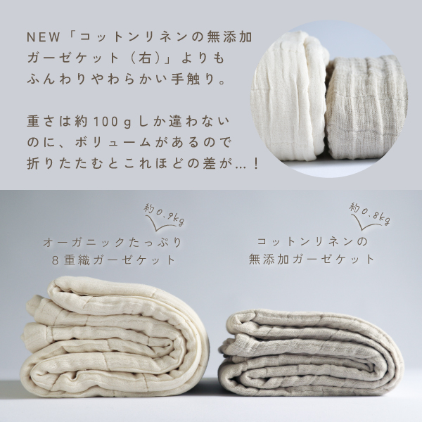 オーガニックたっぷり8重織ガーゼケット（オーガニックコットン