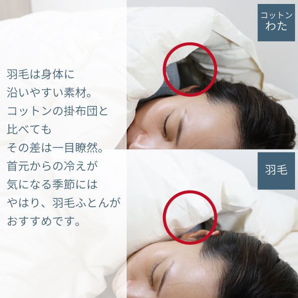 羽毛は身体にフィット 羽毛は身体にフィット