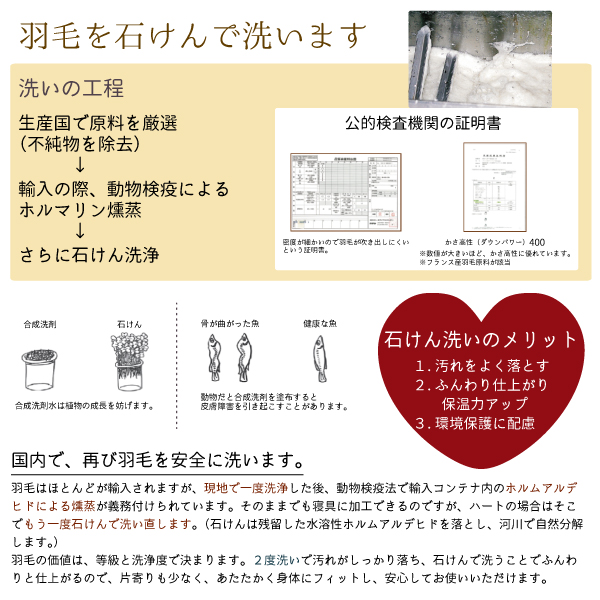 羽毛を石けんで洗います 羽毛を石けんで洗います
